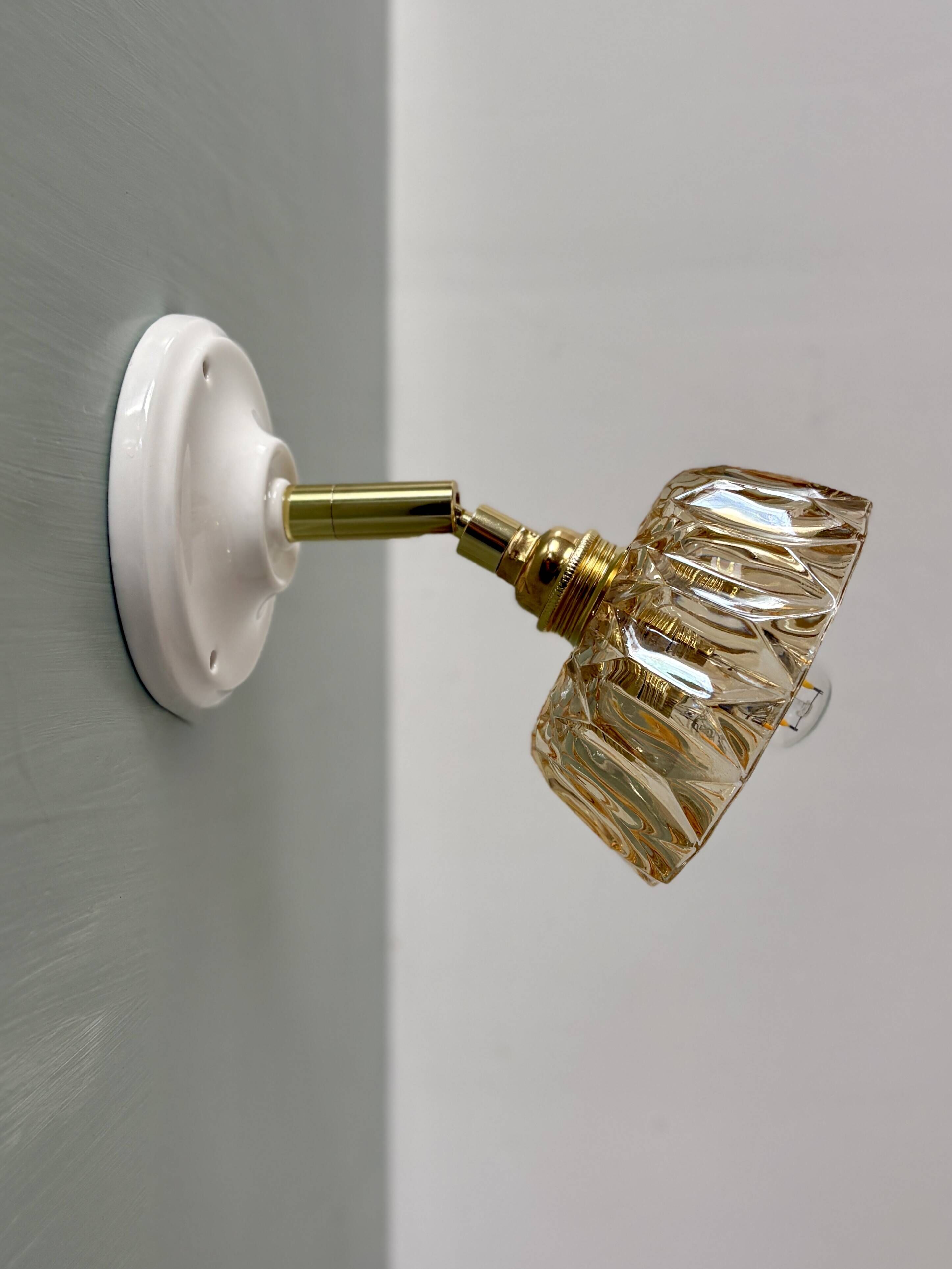 Vintage amber glass lampshade - tableware collection