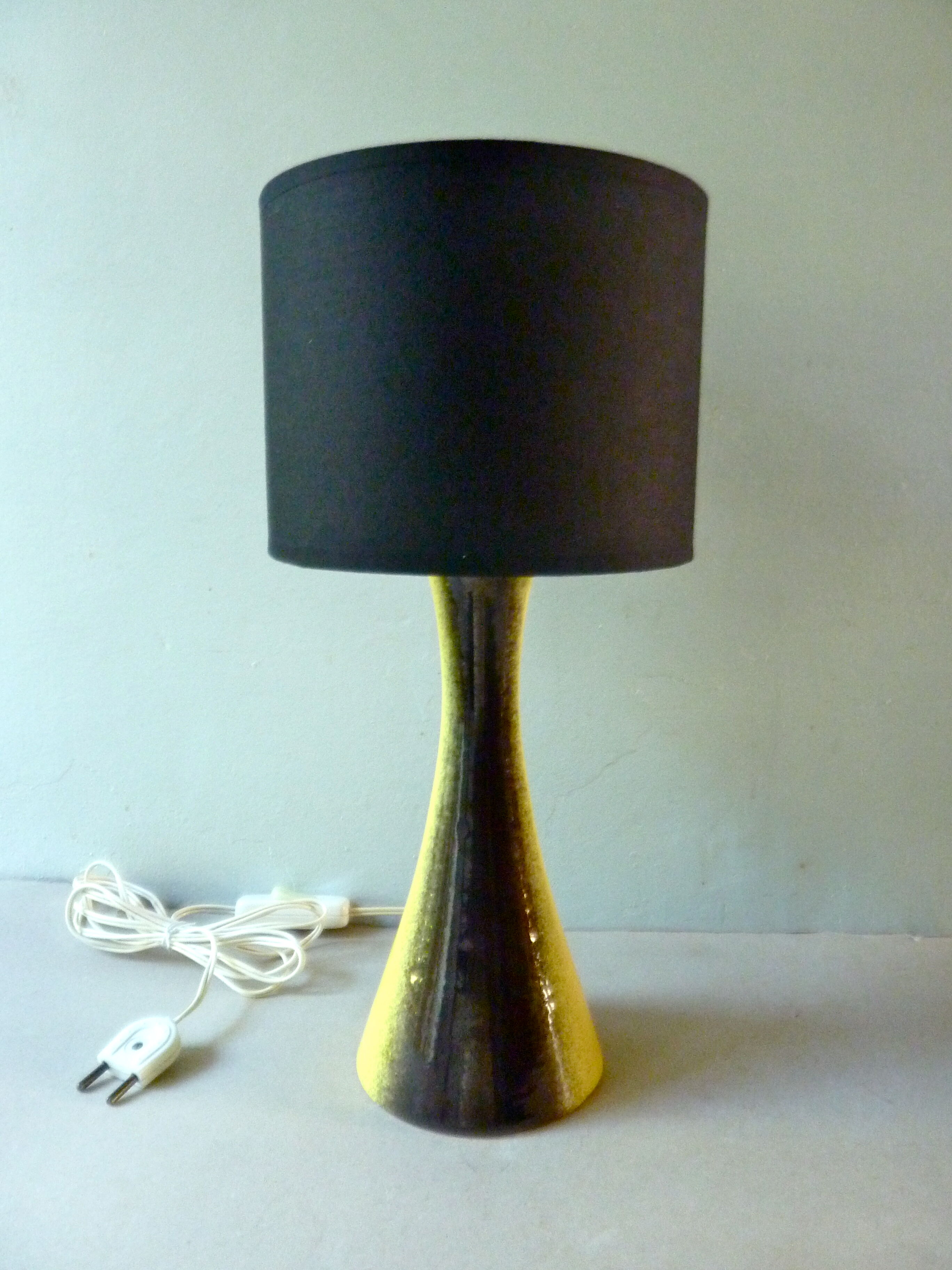 Lamp black and yellow ceramic 70s