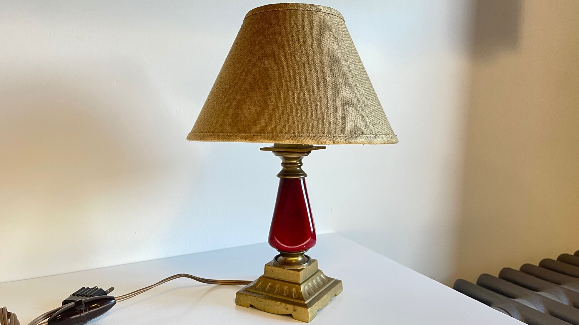 Vintage ceramic and brass lamp