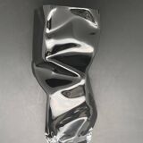 Black tinted glass vase with crumpled effect