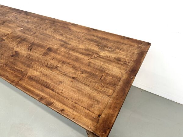 Table de ferme XXL 4 mètres en pin massif - 6 pieds - Années 50