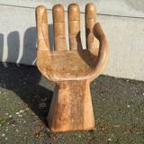Vintage wooden hand-shaped stool chair