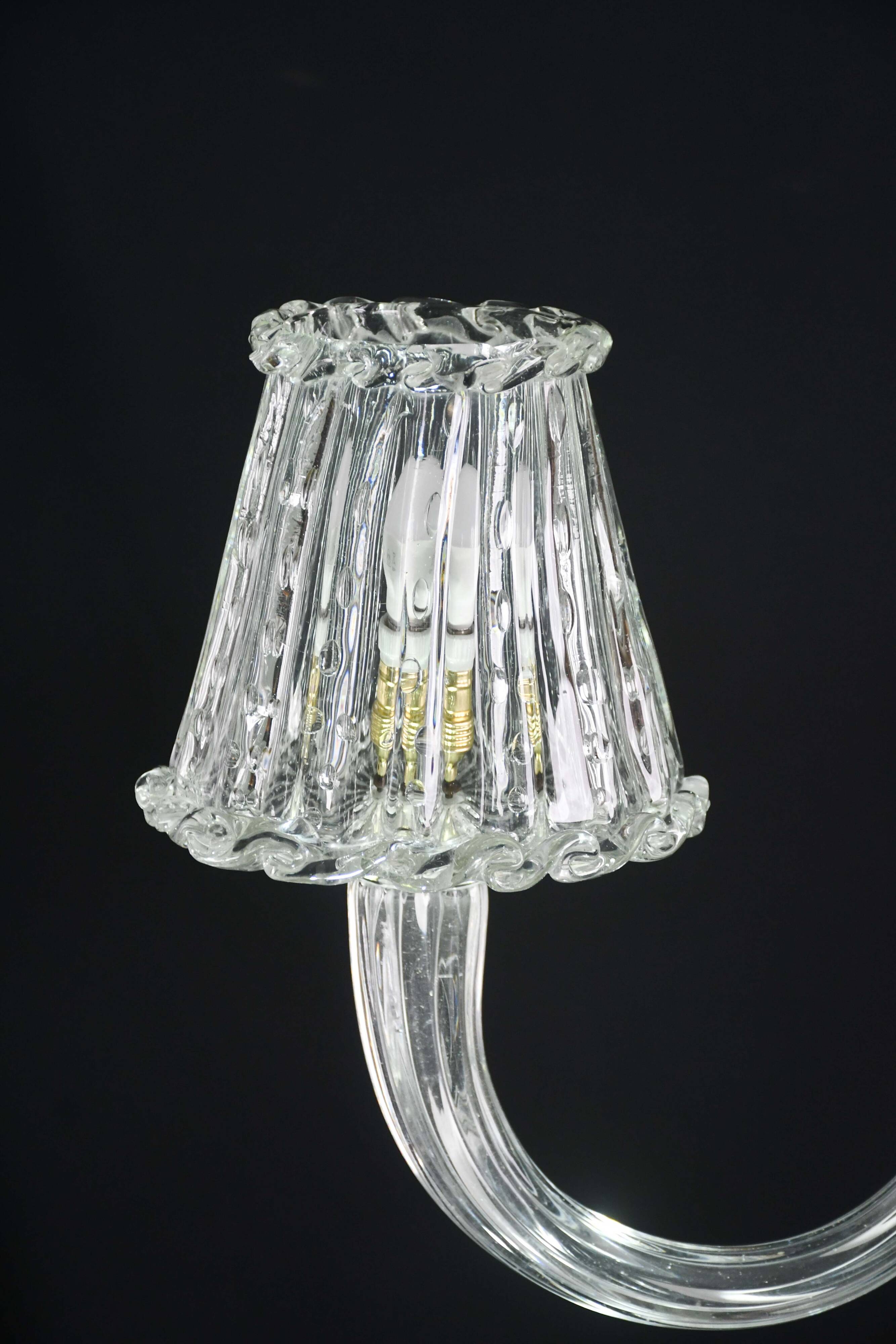 Luxury Art Decò Barovier e Toso Chandelier, Murano "Bubble" Glass, 1950s
