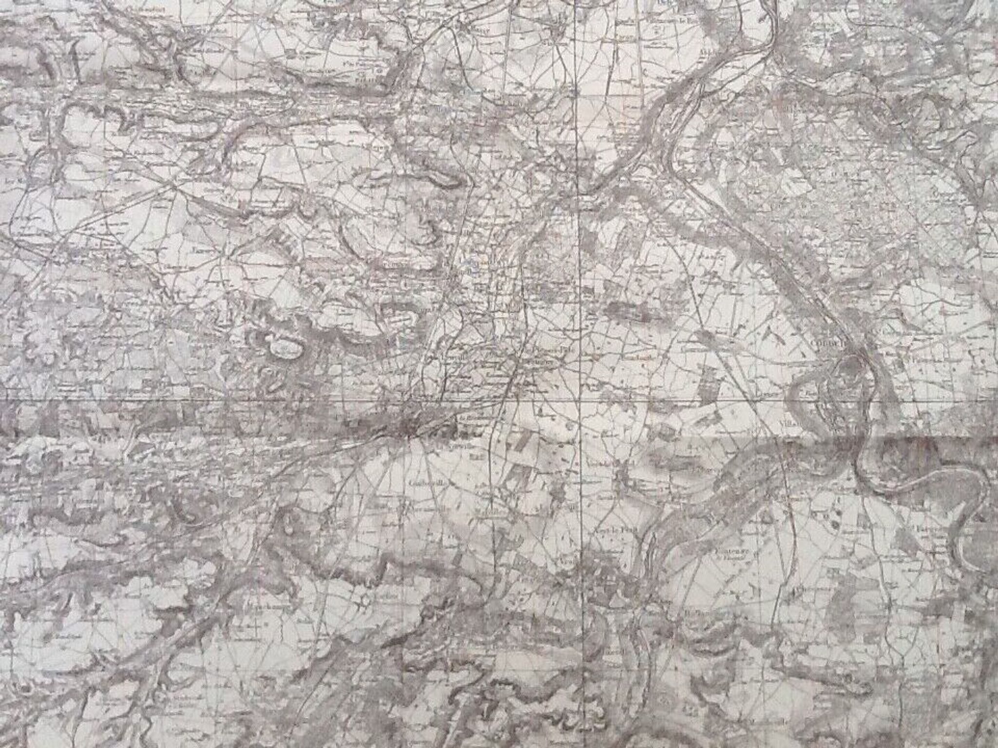 Carte géographique allemande rouge zone nord de guerre  melun seine-et-marne