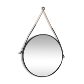 Vintage round steel mirror, Italy, 1970s.