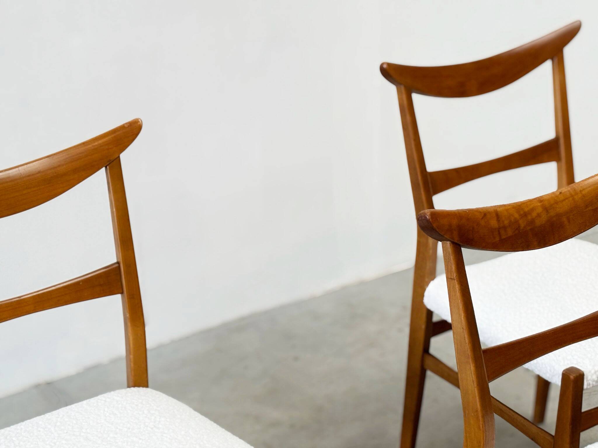 Set of six walnut Lübke dining chairs