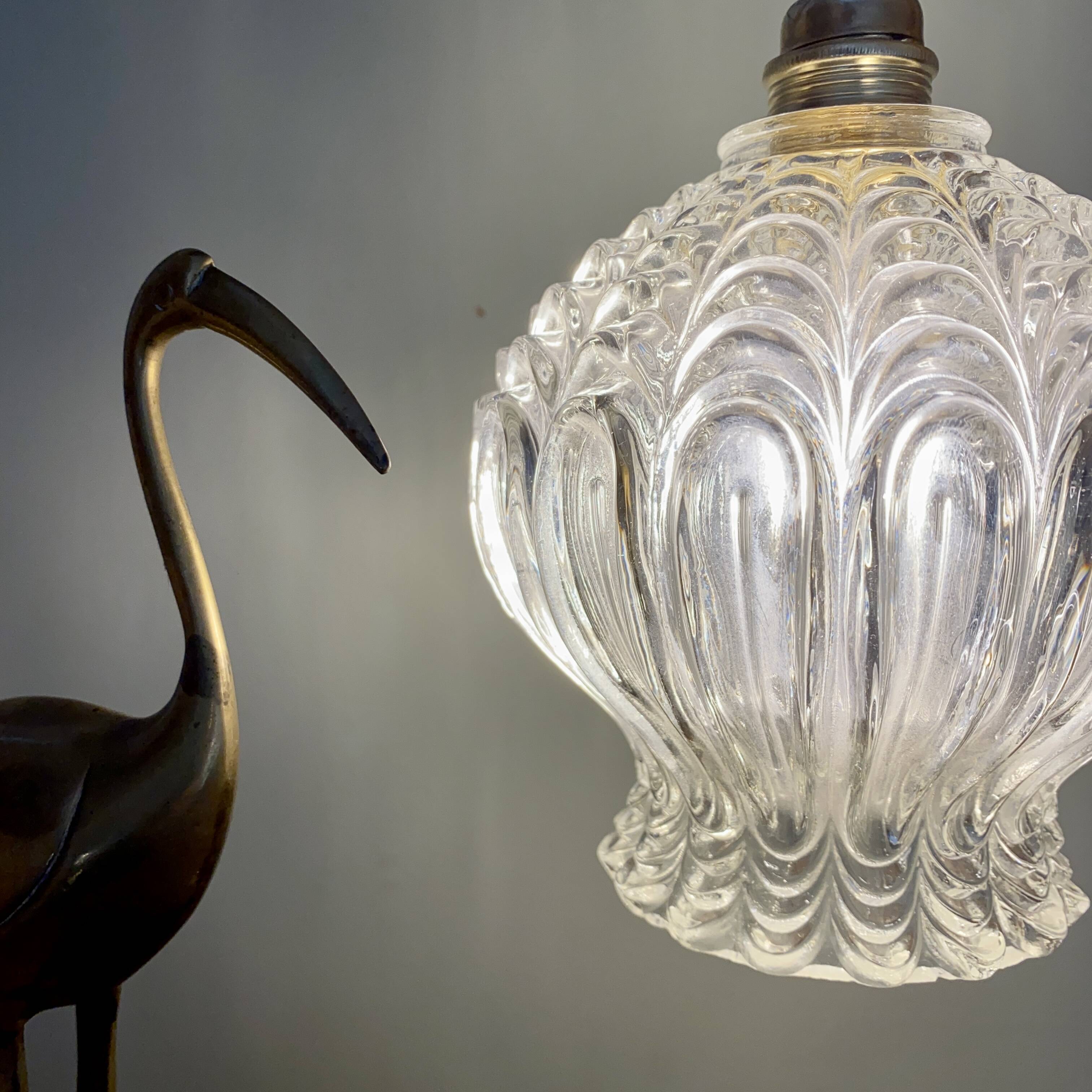 Vintage globe pendant in molded glass