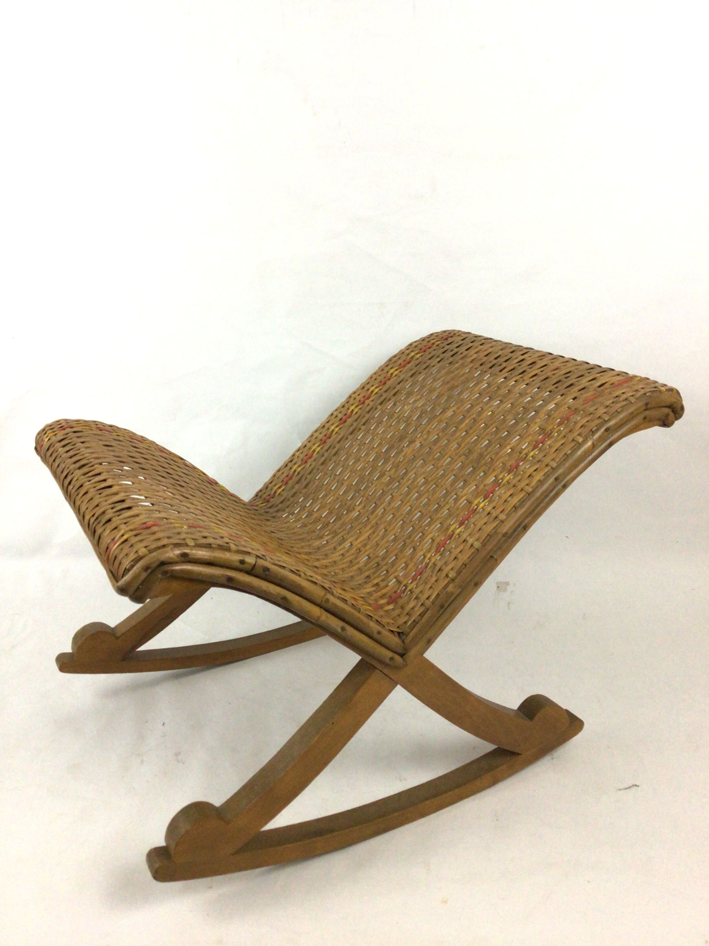 Vintage rattan rocking footrest