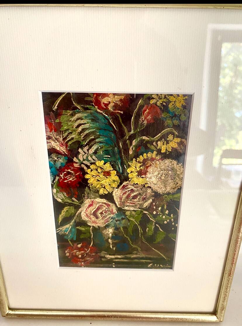 Still life oil under glass