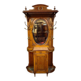 Coat rack - antique oak coat stand - mirror - marble