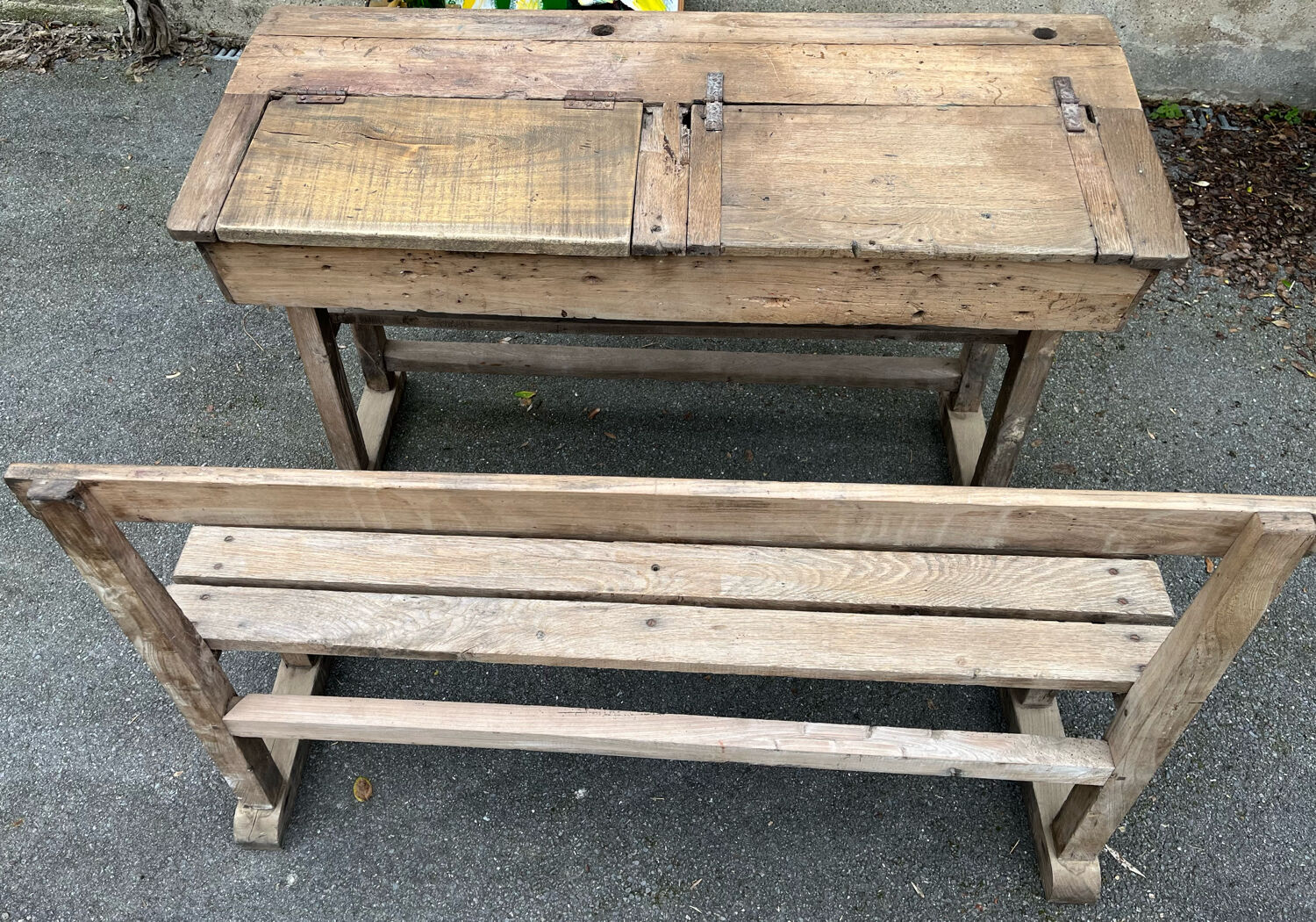 Double patinated school desk
