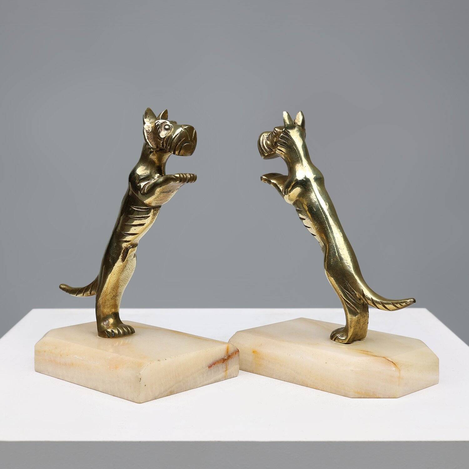 Art Deco Bookends in Copper with Marble Bases, France, 1930s, Set of 2