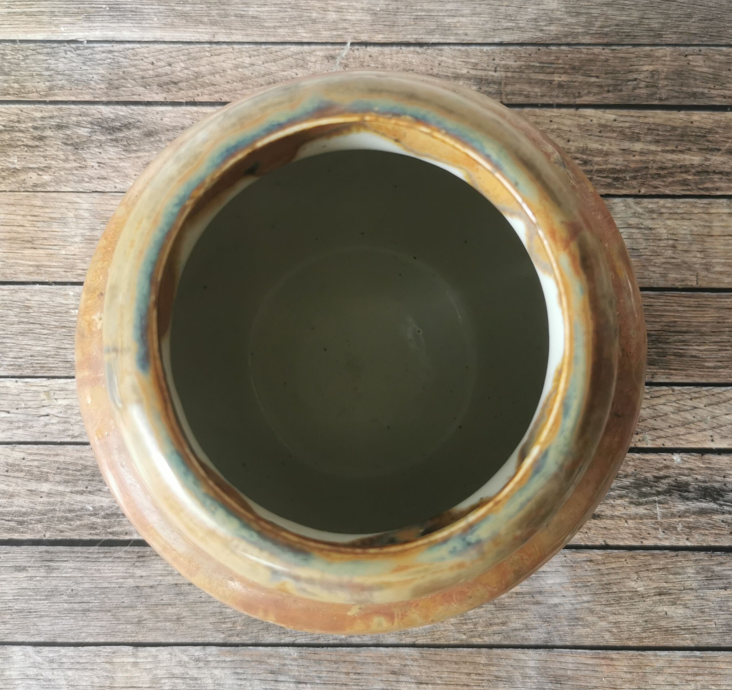 Enamelled sandstone vase G. Metenier