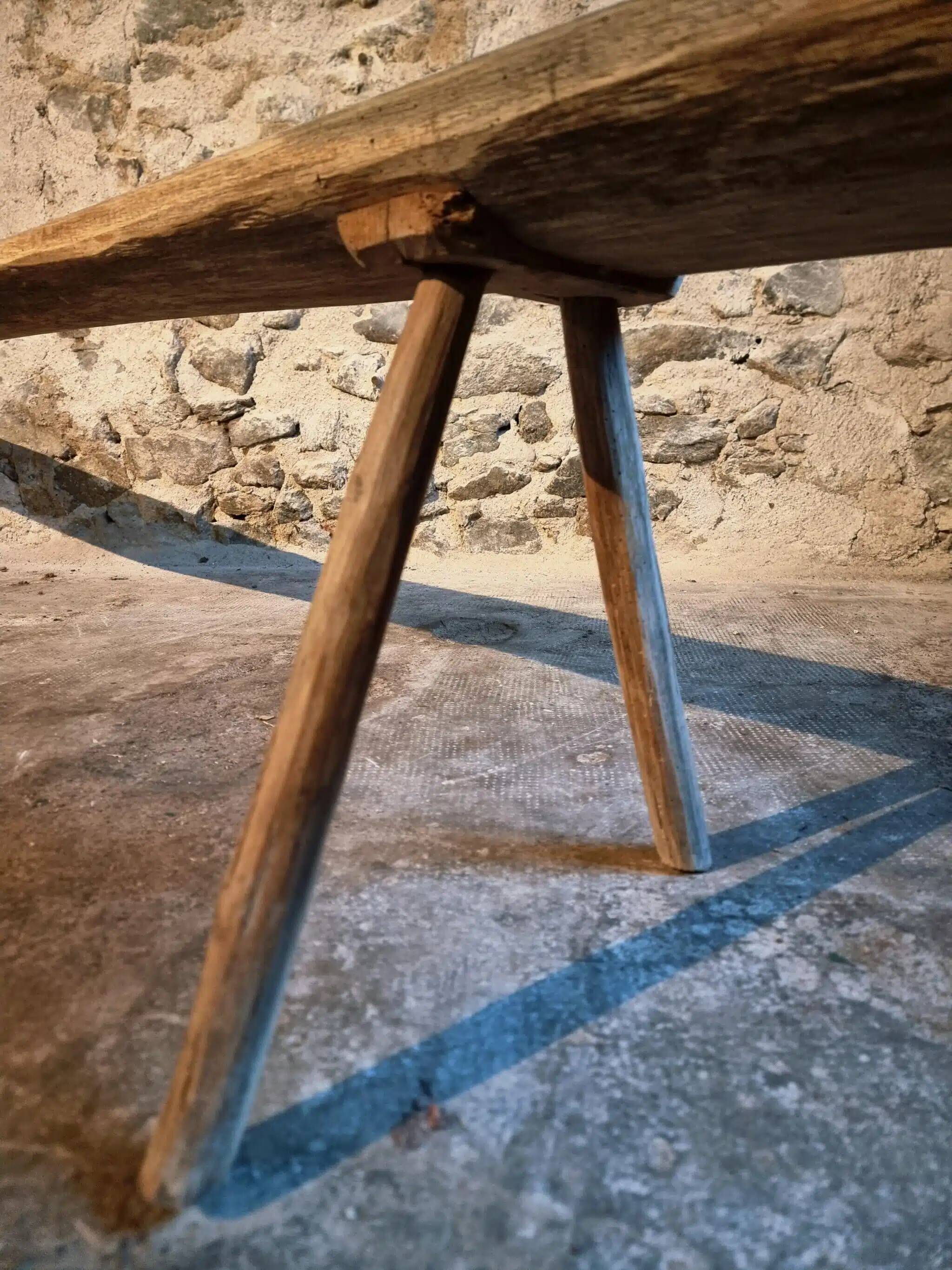 Antique primitive oak bench – Circa 1900, Allier region, France