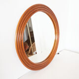 Round mirror in vintage rattan bamboo