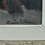 Painting “Street Scene” by C. Subileau – Early 20th century