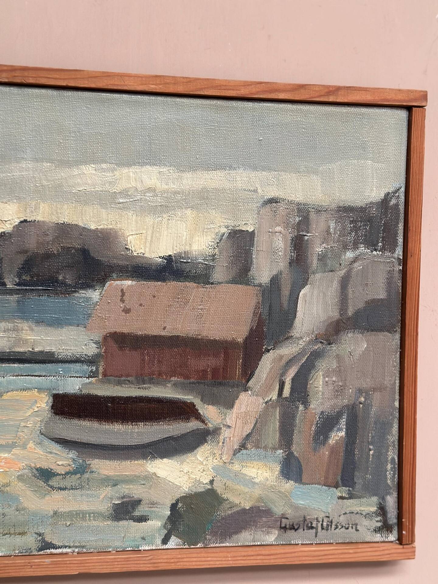Original Swedish Oil On Canvas – “Seascape” By Gustaf Olsson – Signed – Vintage & Framed – 50 × 30 Cm (19.7" × 11.8")