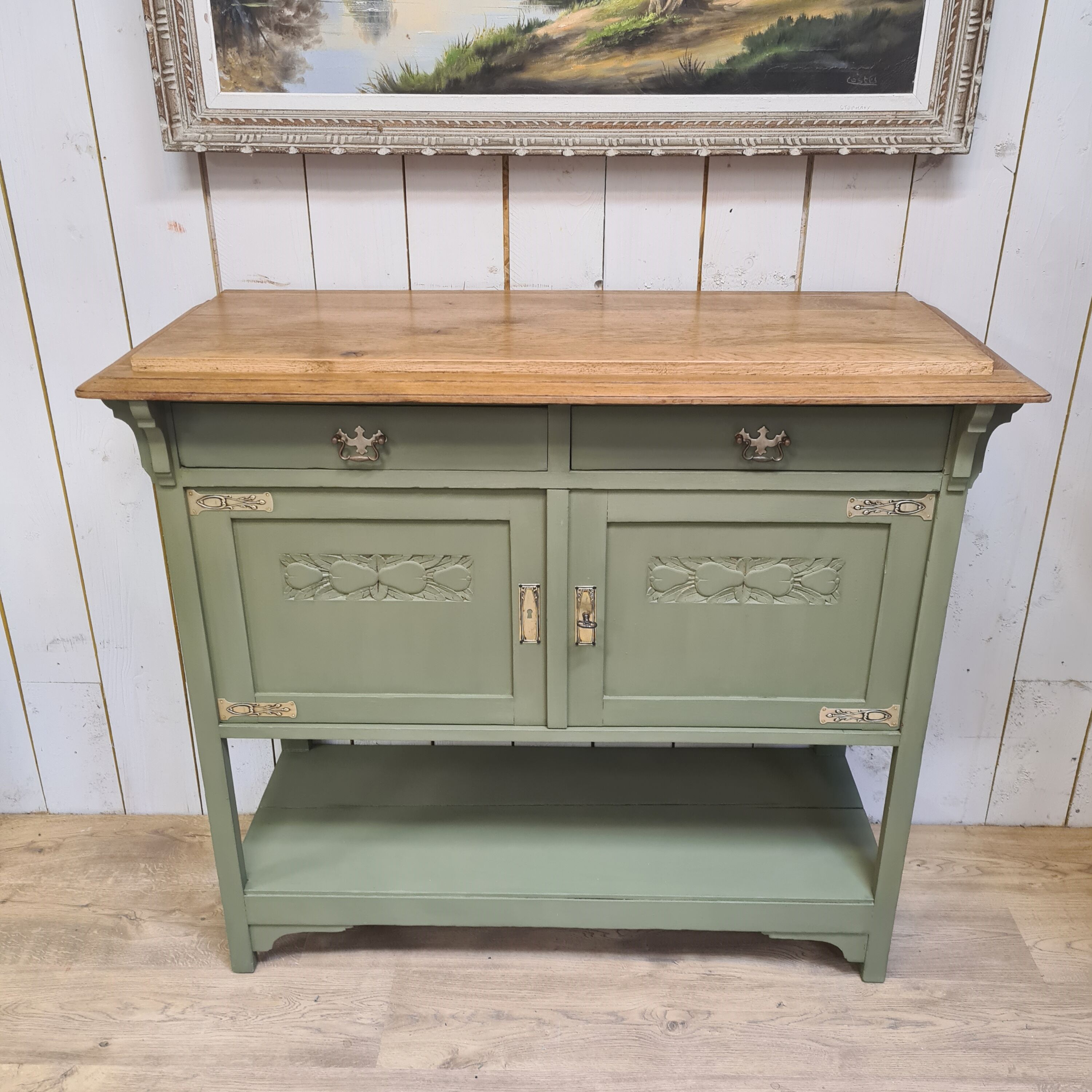 Old 2-door service console in restyled solid oak