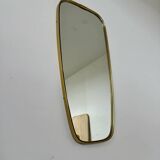 Old gilded brass mirror, 60s design rearview mirror, Schön-form vintage