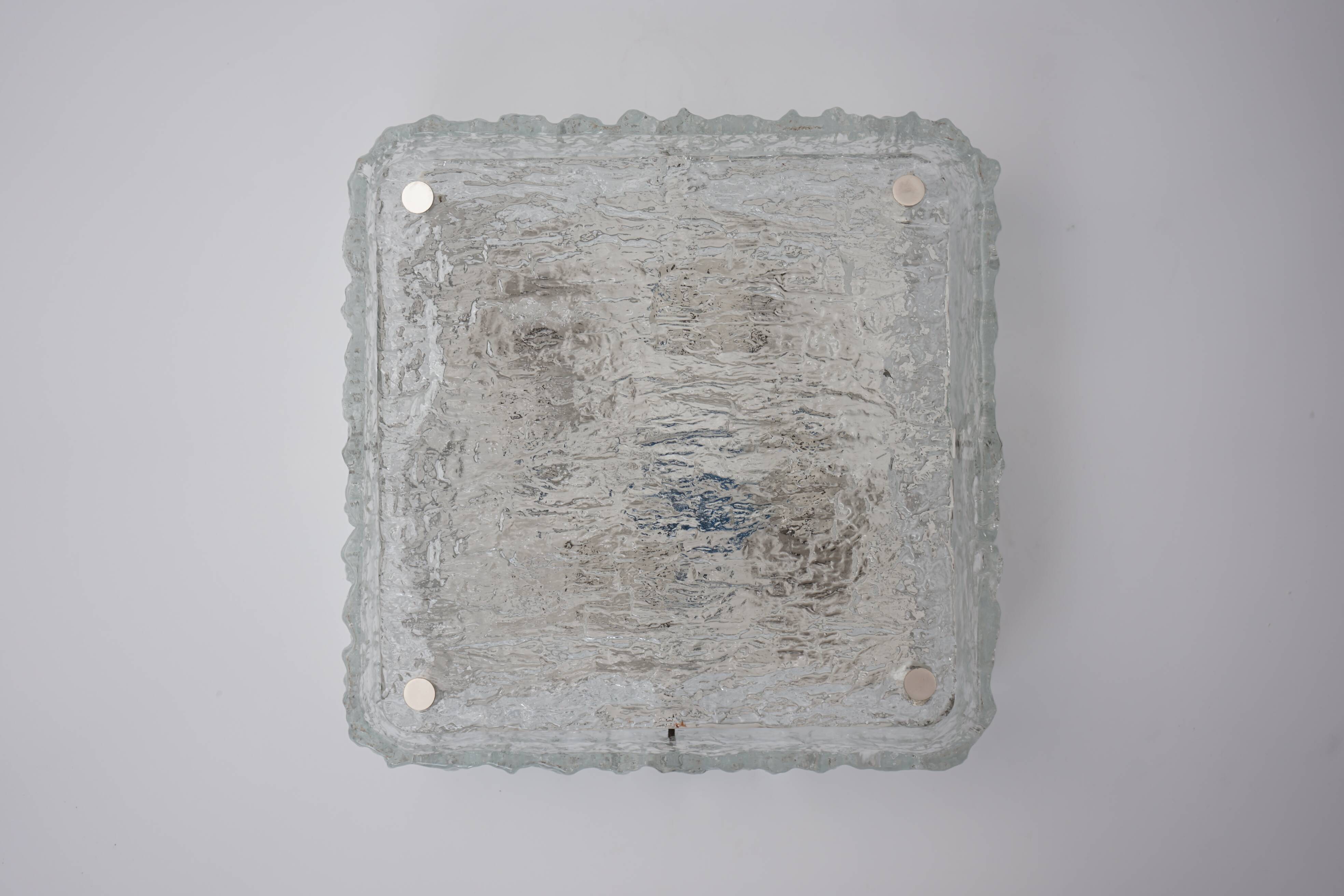 Ice glass ceiling lamp by Kaiser Leuchten 1970s