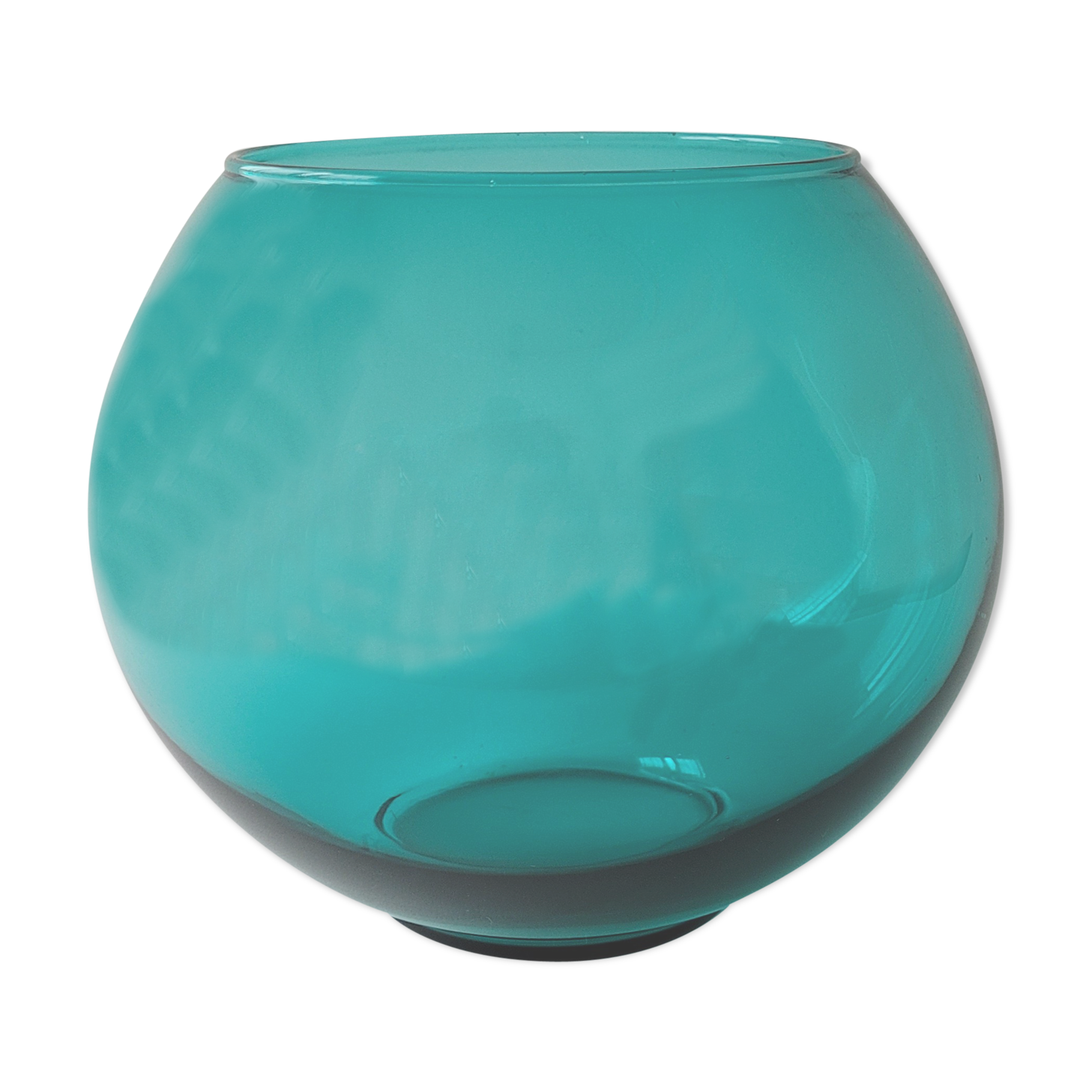 Round blue glass vase