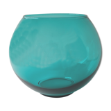 Vase rond en verre bleu