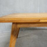 Dining table in blond oak compass feet 1950