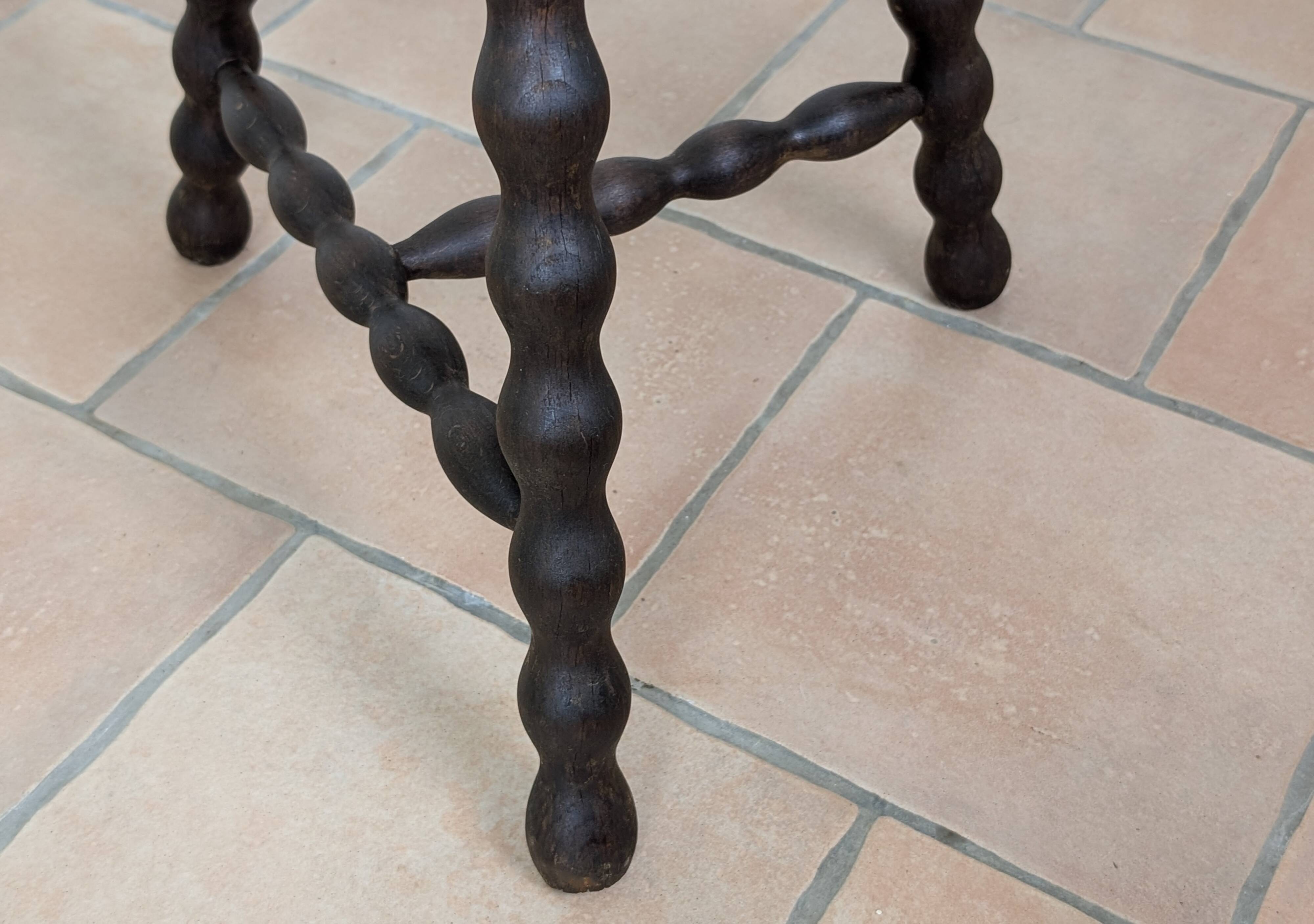 Tabouret/porte plante tripode bois tourné