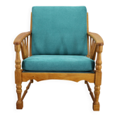 1950s solid oak armchair, Czechoslovakia