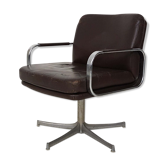 Fauteuil de bureau pivotant en cuir Walter Knoll, Allemagne des années 1970