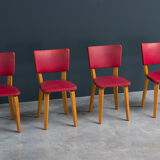 Lot de 4 chaises en plywood conçu par Cor Alons ed. C. de Boer, 1950