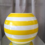 Opaline ball vase stripes bayaderes white and yellow