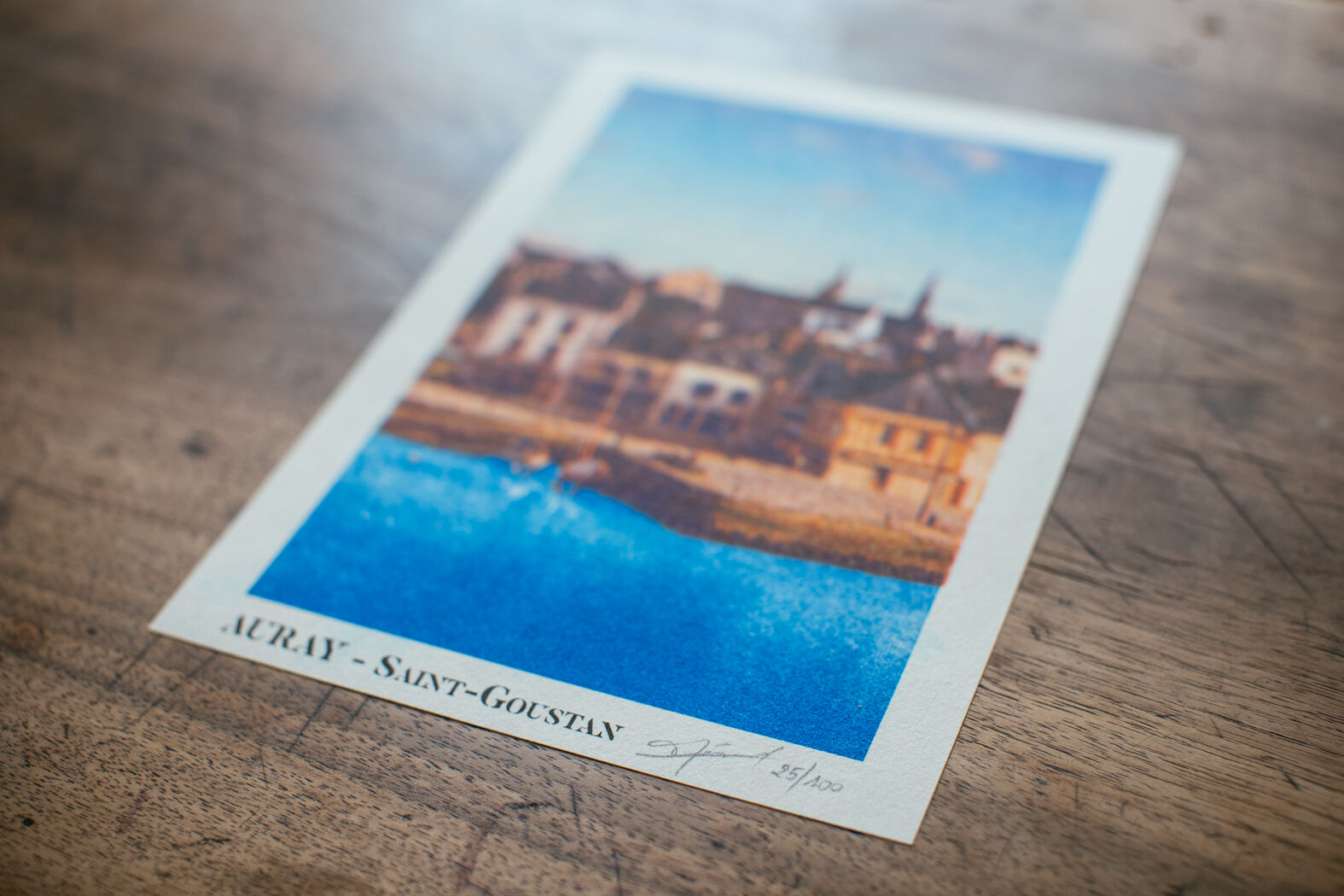 Framed Risography poster, 27 x 22 cm, limited edition 100ex., cotton paper 130g. - Saint-Goustan