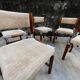 6 vintage chairs in wood, metal and fabric
