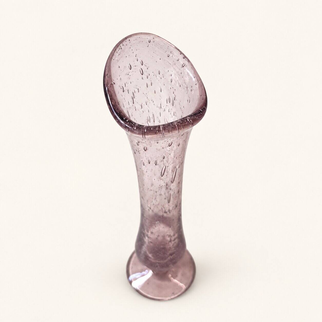 Soliflore en verre bullé rose