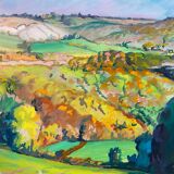 Landscape of valley and hills signed 1995