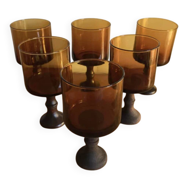 Lot de verres pieds en bois