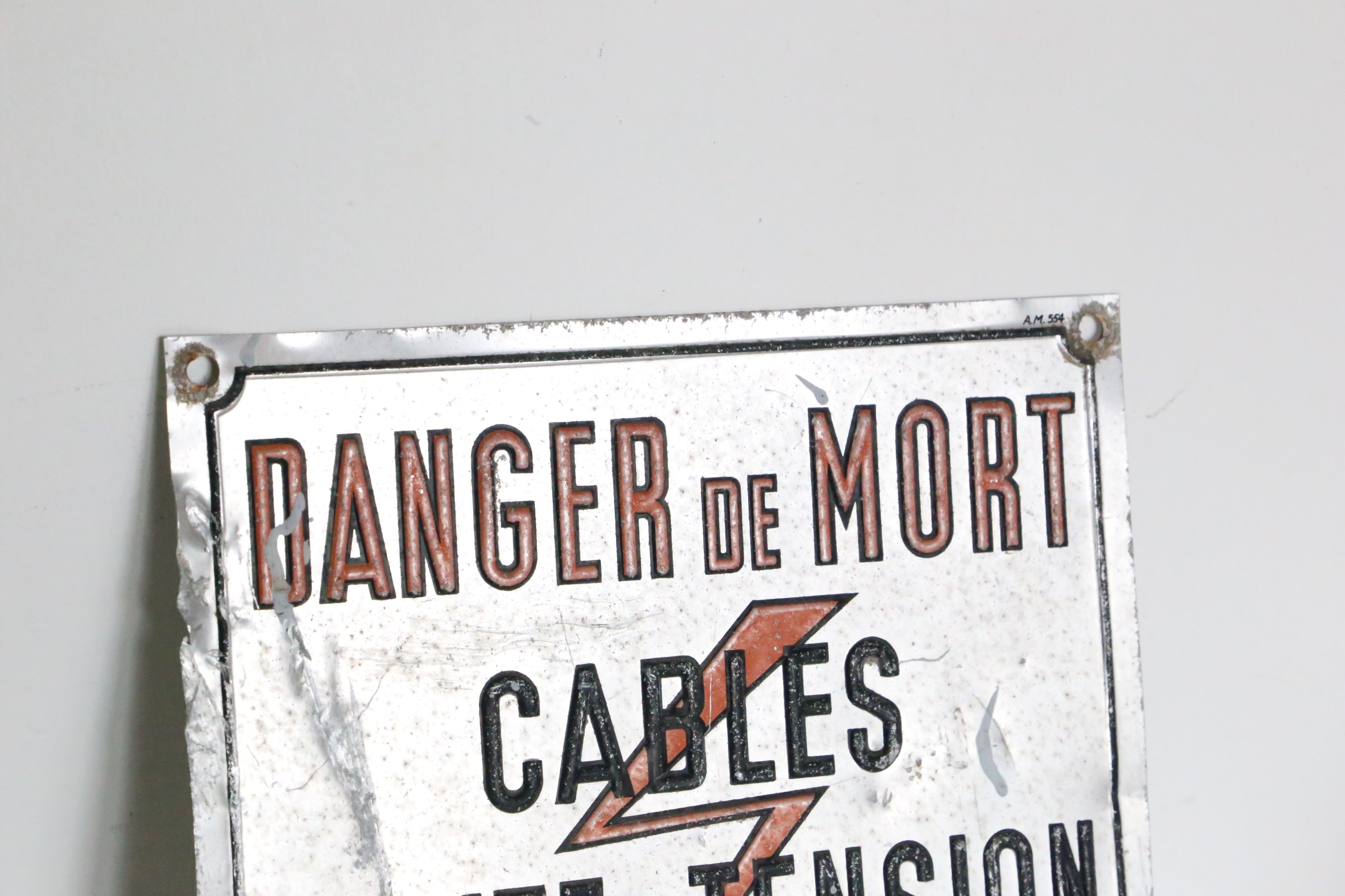 Plaque industrielle d'avertissement Danger de Mort, usine, loft, vintage