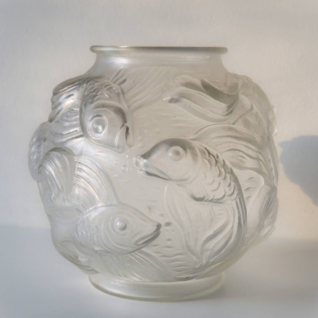 Vase en verre de Bohême Art Déco des années 1930 par Josef Ingwald