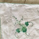 Antique square tablecloth with embroidered appliqué - 107x107 cm - Cotton
