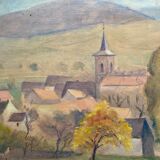 Tableau HSP "Brume d'automne à chamboeuf" (42) par Auguste Mallard (1895-1965)