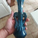 Slim single-flower vase in navy blue enamel