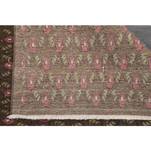1970s Vintage Turkish Hand-Knotted Wool Cotton Brown Rug 130x194