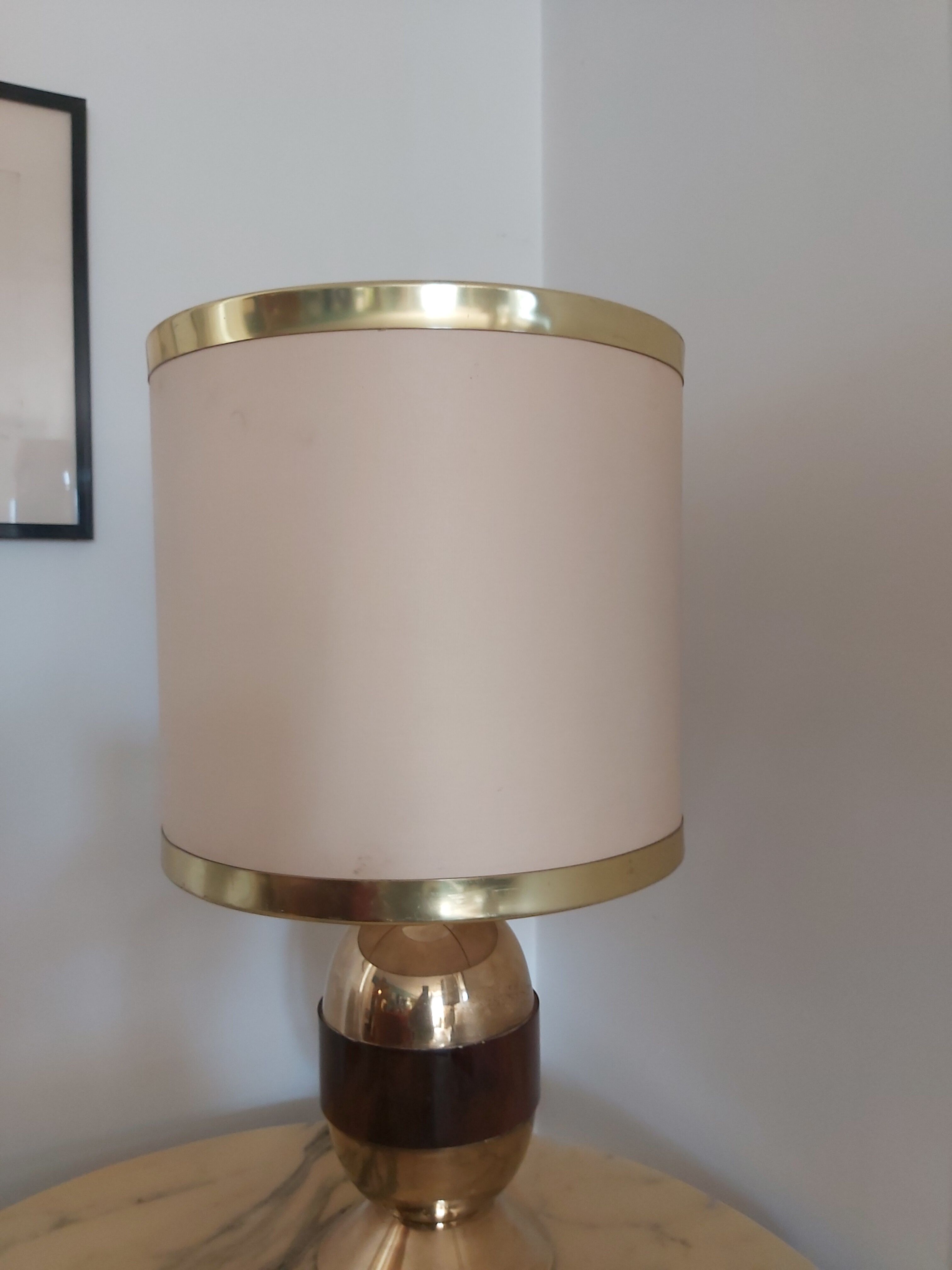 Brass and amber lamp 70s