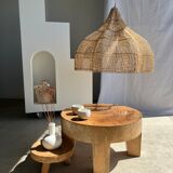 Quadripod coffee table in solid wood monoxyl natural color (dark)