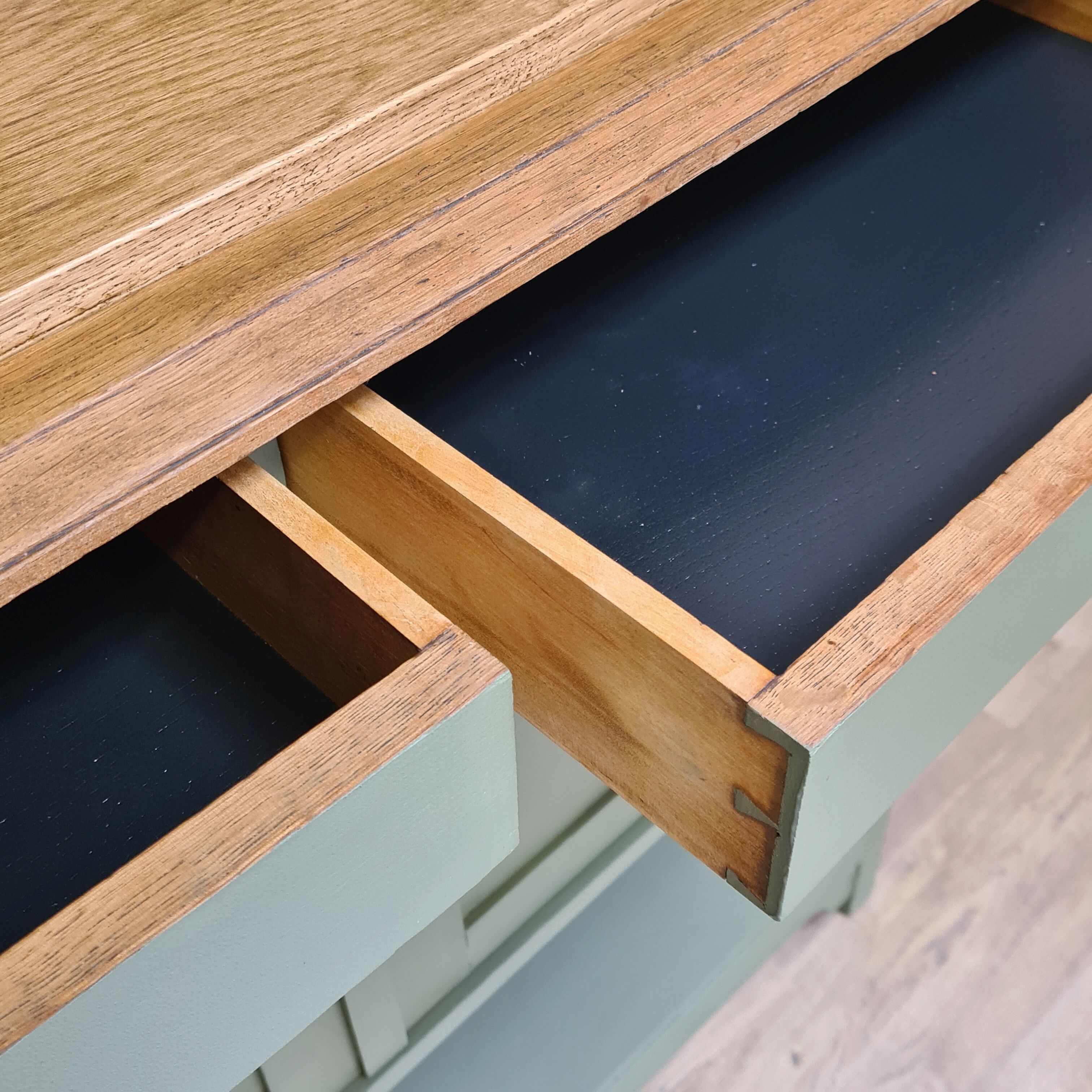 Old 2-door service console in restyled solid oak