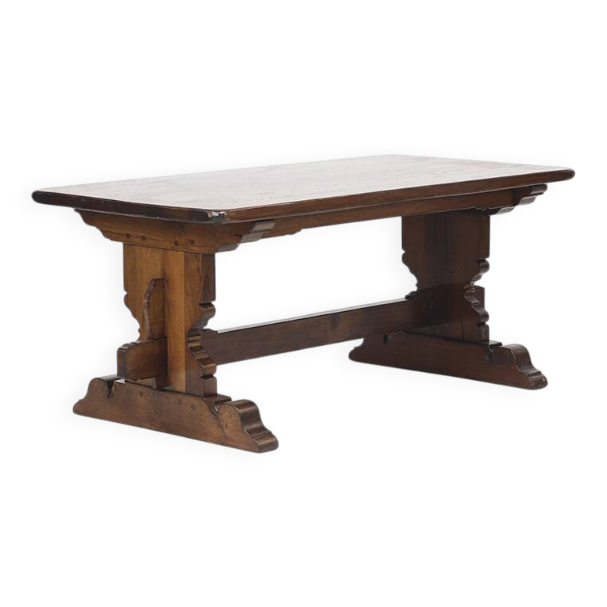 Rustic Oak Vintage Brutalist Dining Table