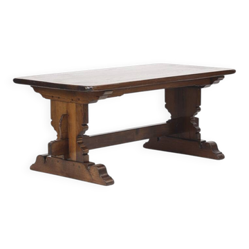 Rustic Oak Vintage Brutalist Dining Table