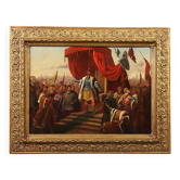 Peinture ancienne, sujet historique, huile sur toile, Europe, XIXe siècle