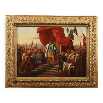 Ancient painting, historical subject, oil on canvas, Europe, 19th century